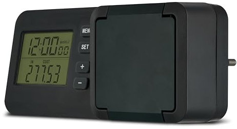 REV Stromzähler - messen Sie Ihren Stromverbrauch, Energiekostenmessgerät, geeignet für Balkonkraftwerke, IP44, anthrazit-grün