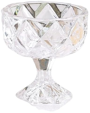 XIEHYA Glasskål 2 st kristallglas fruktsalladsskål hög glasskopp klart glas hantverk glasskopp kök frukost godis kakskål för glass efterrätter (klar)