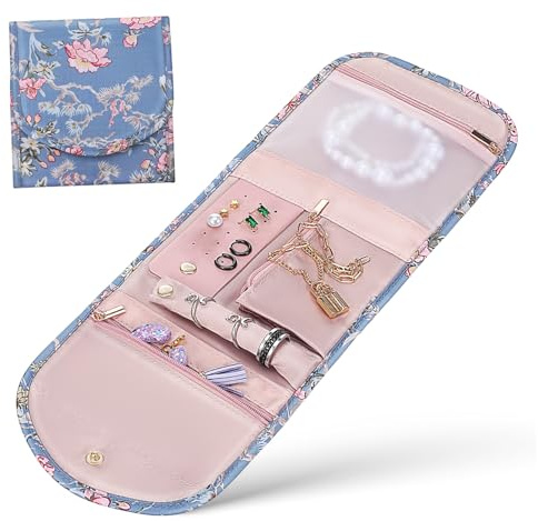 Holibanna Portaoggetti Per Gioielli Portagioielli Da Viaggio Scomparti Divisi Borsa Portagioielli Chiusura Bottone Automatico Contenitore Per Gioielli Organizer Portatile