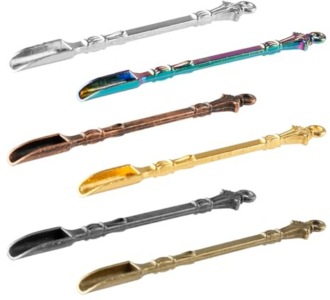 Tabanzhe Mini Medicine Spoon Set-6PCS Metal Shovel Scoops Small Snuff Spoons for Medicine Herbs Salt Spice Measuring Filling,6 Colors