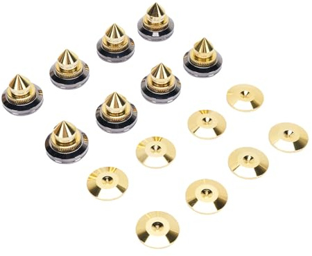 Diyeeni Speaker Spike Pad Kit, Copper Speaker Spike Isolation Stand & Isolation Feet for Audio Amplifier Turntable Speakers CD Guitar AV Receivers - 8 Pairs