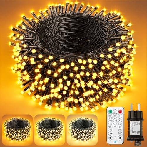 Lichterkette Außen Weihnachtsbaum Innen 40M, 400 LED 3 Warmweiß Dimmbar Outdoor Led-Lichterkette Strom mit Stecker Fernbedienung Timer IP44 Wasserdicht Weihnachtsbeleuchtung für Garten Party Hochzeit