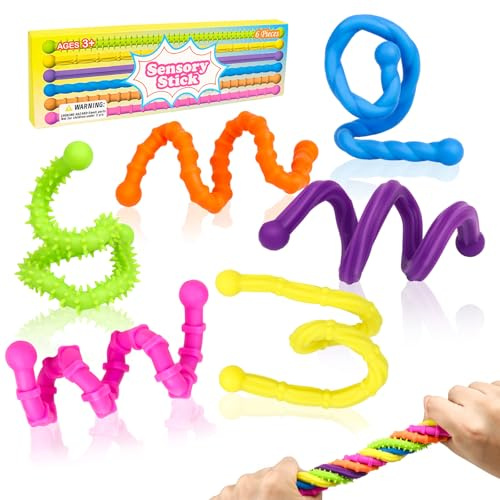 Jovicos Fidget Toys Set, 6 STK Silikon Sensorik Stick Anti Stress Spielzeug