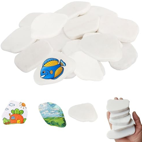 Guijarros para pintar, 16 piedras de 5 a 8 cm para pintar piedras blancas lisas y planas irregulares naturales de río para bricolaje, jardín, acuarios, manualidades
