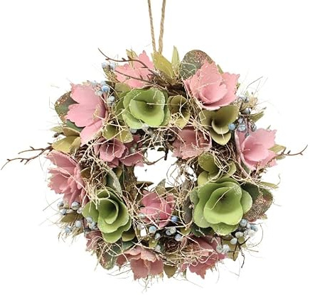URBNLIVING Door Wreath – Spring, Easter & Christmas Décor | Festive Home Decoration - Pink & Green Twigs