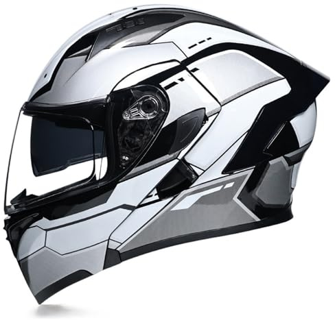 Motorradhelm Integralhelm Für Erwachsene Motorrad Klapphelm ECE Zertifiziert Herausnehmbares Innenfutter Wintertauglicher Integralhelm Für Scooter Roller Moped J,XXL=(63-64CM)