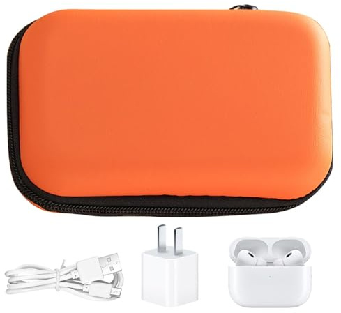 Kabelväska, bärbar tekniskt tillbehörsväska, USB-kabelorganiserare, öronknoppar förvaringsväska, skyddande resväska, datakablar förvaringsväska för, kontor, skola, Orange, Refer to description