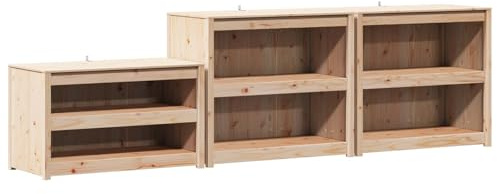 Heofavd MEPPEL - Set di 3 mobili da cucina per esterni, in legno massiccio Douglasie naturale, 318 x 55 x 92 cm, con ripiano per accessori per barbecue e piano di lavoro