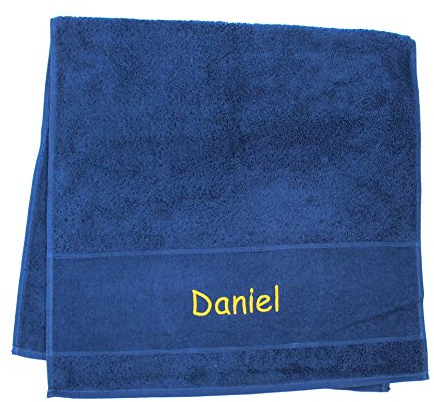 S.B.J - Sportland Premium Saunatuch / Strandtuch Porto 100x180 cm Farbe dunkelblau aus Frottee, 500 g/m2 mit Namensbestickung / Bestickt mit Namen oder Wunschtext