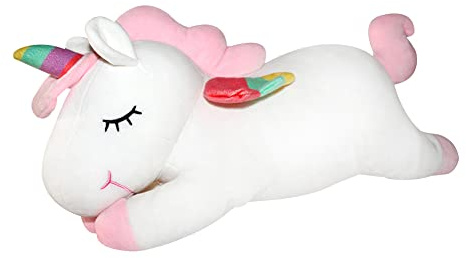 AIXINI Plush Unicorn Stuffed Animal Pillows Toy, 23.6 Inch Cute Soft White Unicorn Plushie with Rainbow Wings