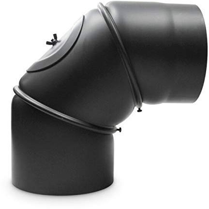 AdoroSol Vertriebs GmbH Rauchrohrbogen Bogen Knie verstellbar 0-90° schwarz mit Reinigung Tür 150mm Durchmesser