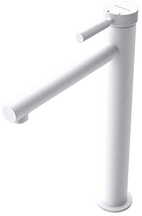 doporro Armatur Waschbeckenarmatur in Weiß 30,5 cm hoch | Design Waschtischarmatur praktischer Einhebelmischer DIN-Anschlüsse WAO-7601