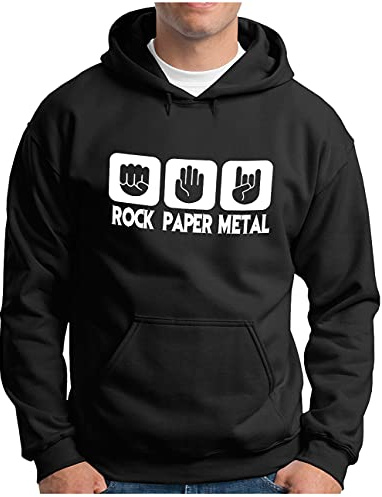 OM3® Rock Paper Metal Hoodie - Herren - Stein Papier Schere Metalhand - Kapuzen-Pullover S - 4XL