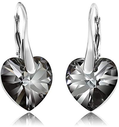 Chic Bijoux hängande örhängen för kvinnor – tillverkade med 925 sterlingsilver och österrikiska kristaller – present till mamma, rosa/svart/lila, Kristall, Kristall