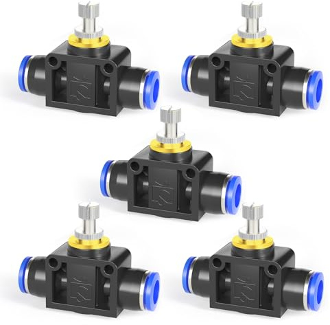 TAILONZ PNEUMATIC Luftstrom-Regelventil mit Steckanschluss, Inline-Drehzahlregler-Verschraubung Straight - 4MM Rohr-AD x 4MM Rohr-AD LSA-4 （Packung mit 5）