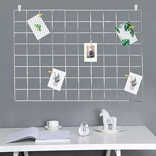 GBYAN Wall Grid Silver Wire Photo Grid Panels Desk Wall Organizer Metal Memo Board, 25.6 x17.7, 2 Pack