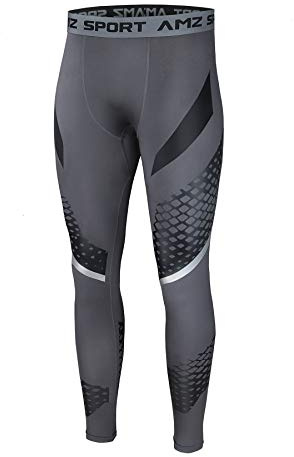AMZSPORT Pantaloni Sportivi a Compressione da Uomo Leggings da Palestra Calzamaglia ad Asciugatura Rapida