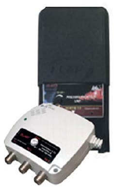 KIT PRÉAMPLIFICATEUR DE MÂT 1 ENTRÉE UHF TNT RÉGLABLE - Gain 40 DB avec Alimentation 12 V= 50 MA 3 Sorties TV - FILTRÉ 4G LTE 700 MHz