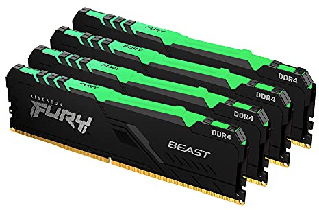 Kingston FURY Beast RGB 64GB (4x16GB) 3600MT/s DDR4 CL18 Desktop Memory Kit of 4 KF436C18BBAK4/64