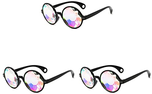 GALPADA 3st Regenbogenbrille Kaleidoskop-sonnenbrille Rave-brille Kaleidoskop-brille Abschlussball-sonnenbrille Schnapsgläser Trippige Brille Kristall Linse