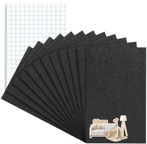 PLCatis Filzgleiter selbstklebend zum Zuschneiden 12 Stück 20x15cm 4mm Dicke Möbelgleiter Filz Selbstklebend Filzgleiter Schwarz für Stühle, Möbel, Starker Klebkraft Stuhlgleiter