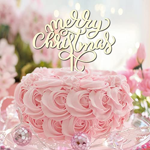 Merry Christmas Cake Topper Happy New Year Eve Geburtstag Cupcake Topper Rentier Geweih Xmas Tree Wood Gold Glitter Baby Shower Geschlecht Reveal Backen Kuchen Dekorationen Lustige Geschenke für
