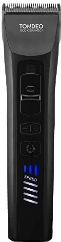 TONDEO Haarschneidemaschine ECO CERAMIC PLUS LI | Haarschneider mit Lithium-Ionen-Akku | 2-way - Akku- und Netzbetrieb | Stufenlose Schnittlängenverstellung + 5 Aufsatzkämme