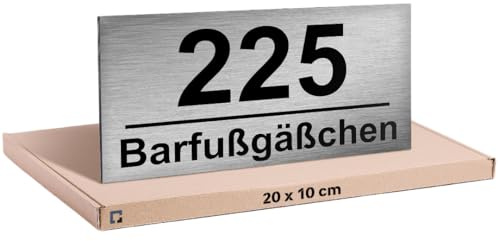 20 x 10 cm, numero civico antracite, resistente alle intemperie, resistente ai raggi UV e ecologico Dibond – alluminio, numero civico in acciaio inox. Una soluzione funzionale ed elegante per la