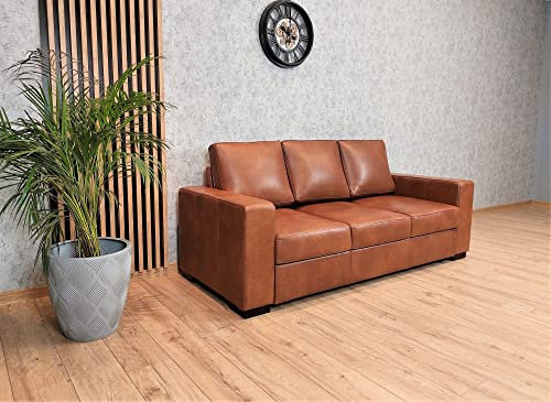 Quattro Meble Braunes Echtleder 3 Sitzer Sofa Mallorca Breite 205 cm Ledersofa Couch Echt Leder Granada Farbauswahl !!!