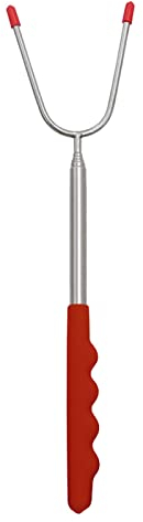 Grillspieße Edelstahl Marshmallow Grillgabel 115cm extra Lange ausziehbar BBQ Gabeln Grillstäbe Bräter Lagerfeuer Camping Grill für Smores, Hot Dogs Shish-Kebabs (Rot)