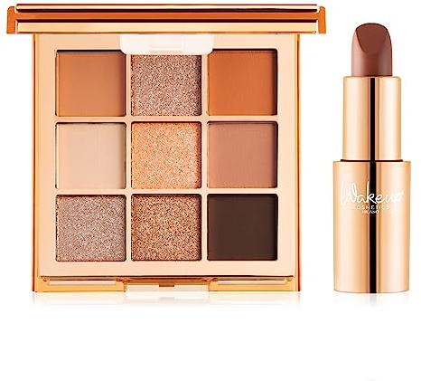 Wakeup Cosmetics - Kit Nude Glam - Contiene 1 Eye Feel Good, Palette di Ombretti da 9 Tonalità, 01 Nude + 1 Everyday Hero, Rossetto Cremoso, Colore Iconic Cashmere