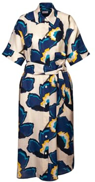 Seidensticker Damen Blusenkleid mit Bindegürtel Kleid, Tintenblau, 32