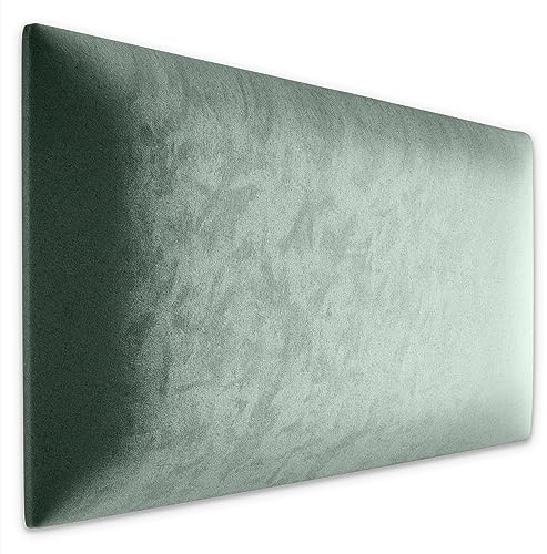 Muralo Panel acolchado de pared de terciopelo, panel acolchado de tela, para dormitorio, salón, cama, cabecero de cama, cojín lumbar, moderno, lujoso, acolchado, panel acolchado (menta, 60 cm x 30 cm)