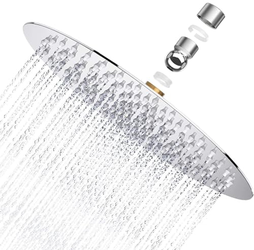 10 Pollici Soffione Doccia A Pioggia,Testa Doccia Tonda Ad Alta Pressione In Inox 360°Doccia Soffione Girevole Con Getti In Silicone Anticalcare Ultrasottile Soffione Doccia A Soffitto In Acciaio Inox