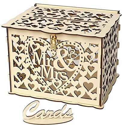 InDmar Post Box, Letterbox Boxes, Mailbox,Wedding Card Boxes DIY Wooden Gift Card Box Wedding Supplies Wedding Reception Greeting Card Box Birthday Party Decoration (Color : A) (Color : F)