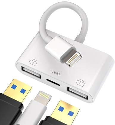 Adattatore Lightning USB 3in1 Caricatore Jack Accessori per Apple iPhone 14 13 12 11 Pro Max 7 8 Plus X SE Per iPad Air Cavo OTG Chiavetta Lettore Schede Scaricare Foto Convertitore Mouse Sdoppiator