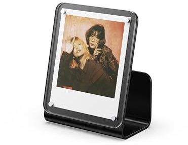 Polaroid Marco de fotos acrílico negro en forma de L más almacenamiento de fotos de hasta 50 fotos (6366)