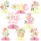 Cheereveal 8 Stück Gänseblümchen Wabenaufsätze für Mädchen, rosa und gelbe Blume Schmetterling Tischaufsätze Dekorationen Boho One Erster Geburtstag Party Zubehör