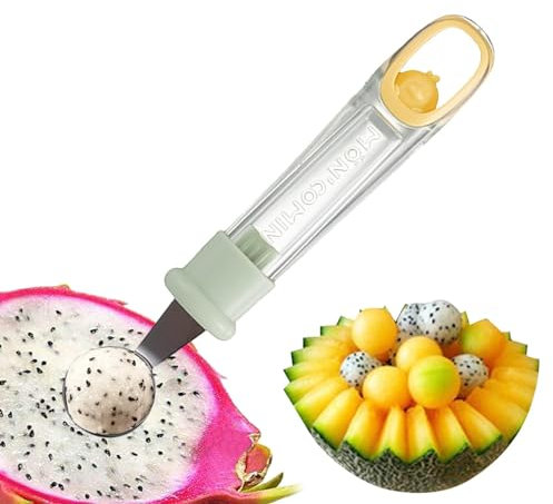 Cortador de bolas de sandía, cortador de bolas de sandía, multifuncional con agujero, separador de pulpa de fruta, utensilio de cocina, cuchara de bola, mango antideslizante, cuchara de bolas de hielo