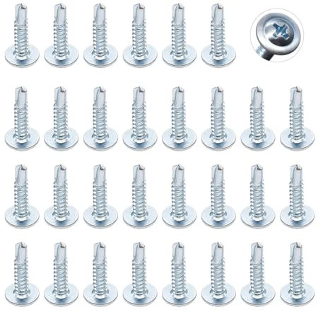 Acier inoxydable 410 Vis Autoforeuse, Tête Ronde Vis Tête de Réglage Modifiée, M4.2 * 16mm-200 PCS Vis Autoperforante à Tête Bombée Modifiée, pour Fixation de Tôle