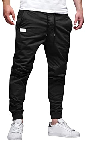 Jogginghose Herren Cargohose Einfarbige Hose Männer Causal Sporthose Elastische Freizeithose mit 6 Tasche S-XXL Herren Hosen Mit Gummizug Cargo Stretch Hose Herren Lang Arbeitshosen Jeans MäNner