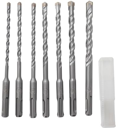TIOMIOSEA SDS Plus Bohrer Set 7tlg,Steinbohrer Betonbohrer Hammerbohrer Set,in den Größen Ø 5mm, 6mm, 8mm, 10mm, 12mm x 160mm,Zubehör Schlagbohrmaschine für Beton