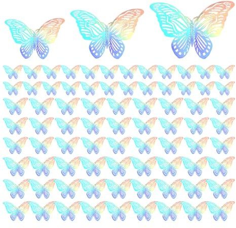 CWPFVQA 72 Farfalle Decorative Tridimensionali, Farfalle 3D sul Muro, Decorazioni Murali A Farfalla, Farfalle Colorate, Decorazioni per Feste A Farfalla