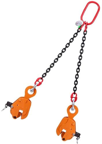 GUODDM Obstacle car Lifting Clamps Hook Rigging - 1T/2T Plate Lifting Clamp Lifting Spreader - Vertical Plate Clamp With Chain, Heavy Duty Steel Handling Lifting Equipment Breakdown car(2t,1M)