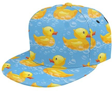 TDTRADD Casquette de baseball unisexe à bord plat en caoutchouc avec peinture à bulles de canard pour adultes, casquette de baseball réglable, noir, multicolore, Taille unique