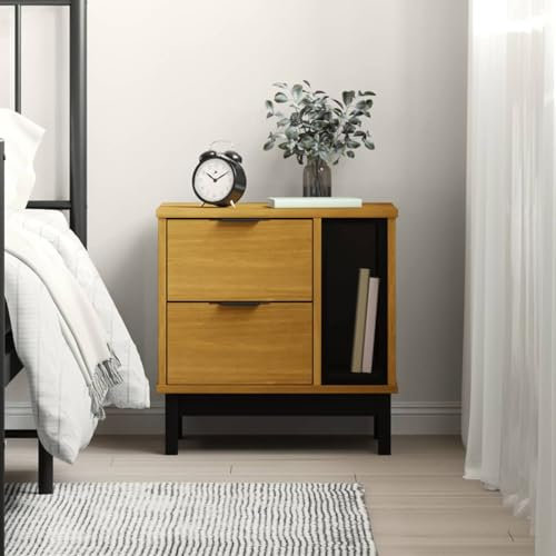 ShGaxin Nachttisch FLAM 49x35x50 cm Massivholz Kiefer, Nachtschrank, Nachtkonsole, Bedside Tables, Beistellschrank, Nachtkästchen, Nachtkommode, Nightstand
