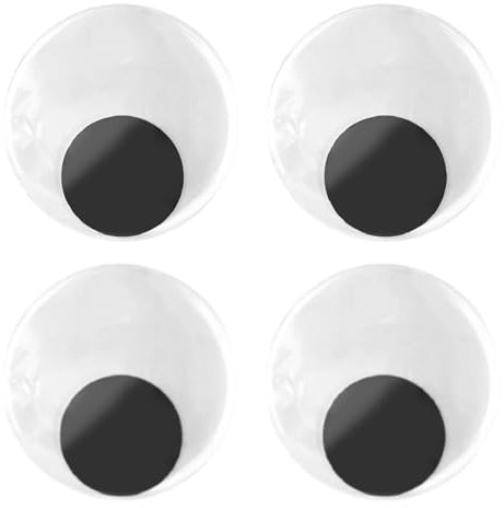 Kulleraugen, 4 Stück Augen zum Basteln, Bastelaugen, selbstklebende Augenaufkleber, schwarze Sicherheitsaugen, Heimdekoration für den Kühlschrank (8 cm)