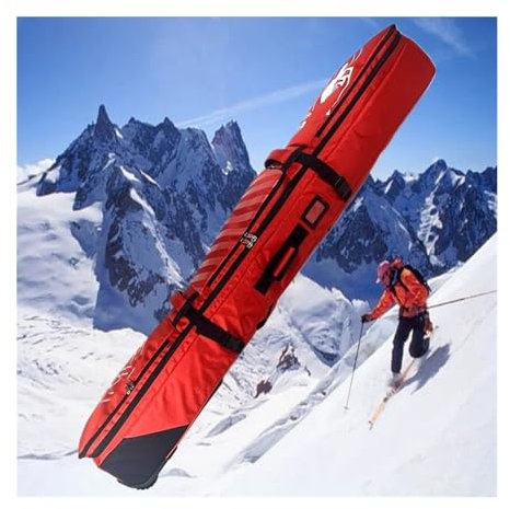 ZRHYRG Snowboard Bag Snowboard-Rucksack, rote Skitasche, Snowboard-Helmstiefel, Wintersport-Reisetasche mit Rad Ski Board Bag(156cm)