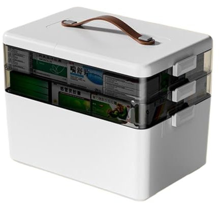 Sightday 3 Etagen Medikamenten Aufbewahrung,Medizinbox Hausapotheke box mit Griff und herausnehmbarem Fach Multifunción Aufbewahrungsbehälter Große Kapazität für Medikamente,Gadgets(Weiß)