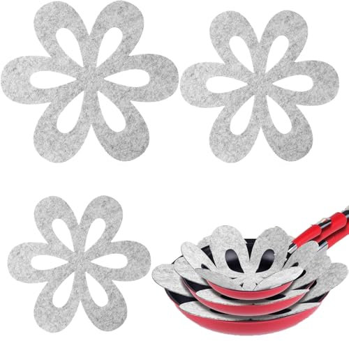 LMOGWL 3 Pezzi Proteggi Pentole e Salvapadelle Protezioni per Padelle Separatori Pentole Protezioni Antigraffio per Pentole e Proteggerne Le Superfici 3 Diverse Dimensioni (20/26/35.5cm) Grigio